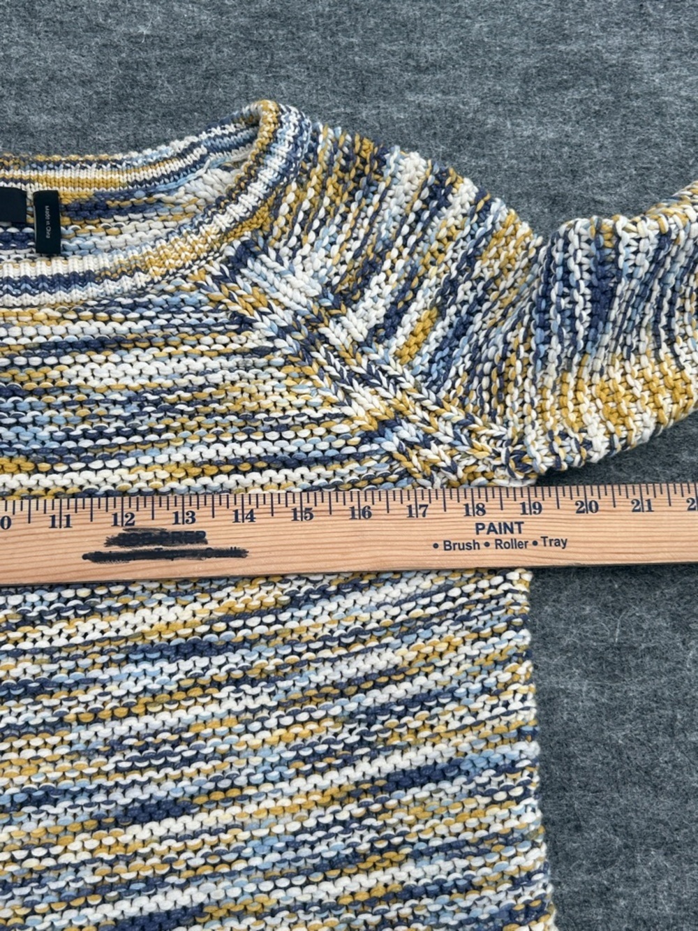 Theory Women’s Striped Marled Drawstring Sweater — Yellow, Blue, Cream - Picture 4 of 9